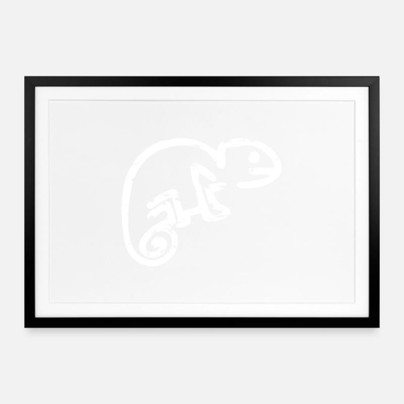 chameleon kreide - Gerahmtes Poster (69 × 49 cm) - Schwarz