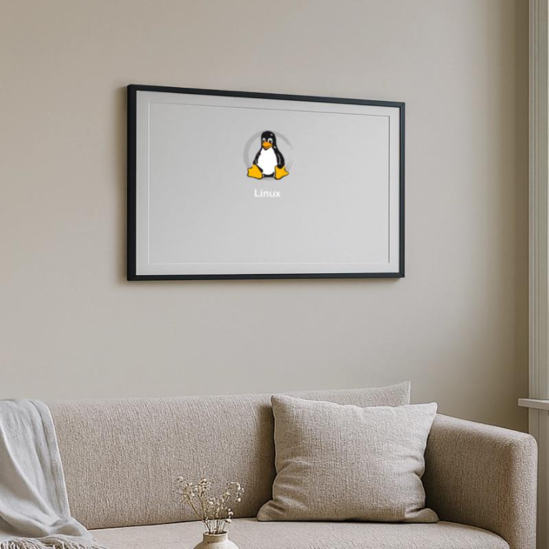 Pc computer Pinguin nerd geek Programmierer Admin Gerahmtes Poster (69 × 49 cm)