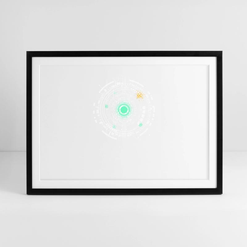nerd CPU core ordinateur code pc carte spatiale Affiche encadrée (69 × 49 cm)