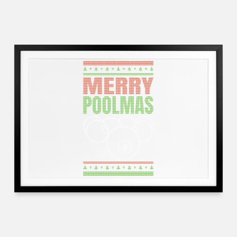 Christmas Billiard Player - Framed poster (69 × 49 cm) - black