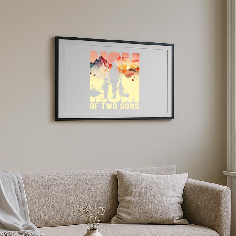 Mutter mit zwei Söhnen Muttertag Berge Mama Kind Gerahmtes Poster (69 × 49 cm)