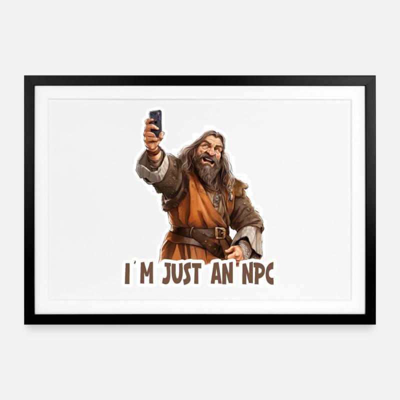 Sorry I’m Just a NPC – Funny RPG Design - Gerahmtes Poster (69 × 49 cm) - Schwarz