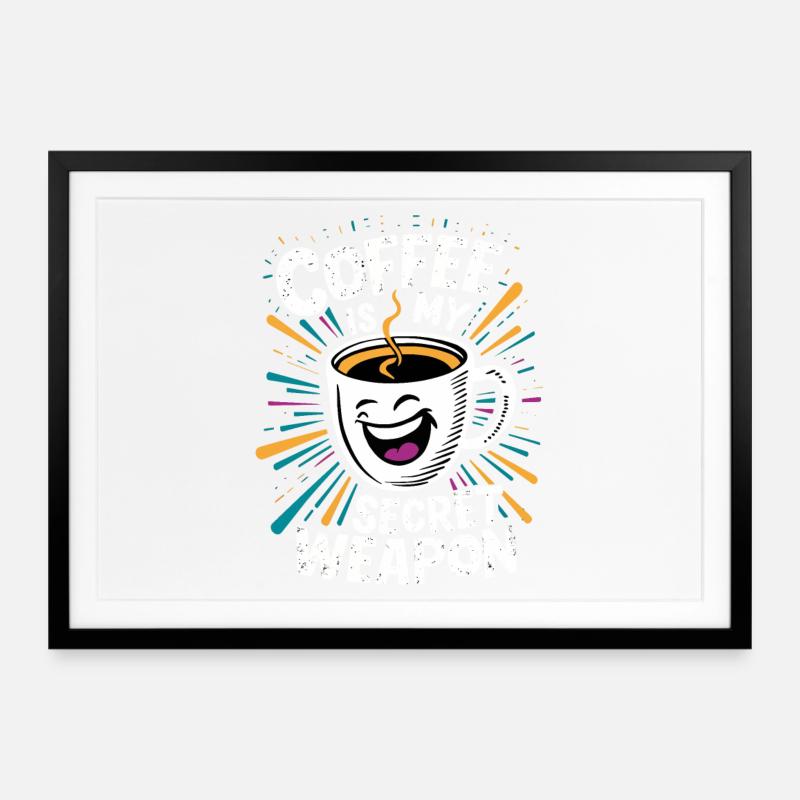 Drôle de tasse à café disant - Affiche encadrée (69 × 49 cm) - noir
