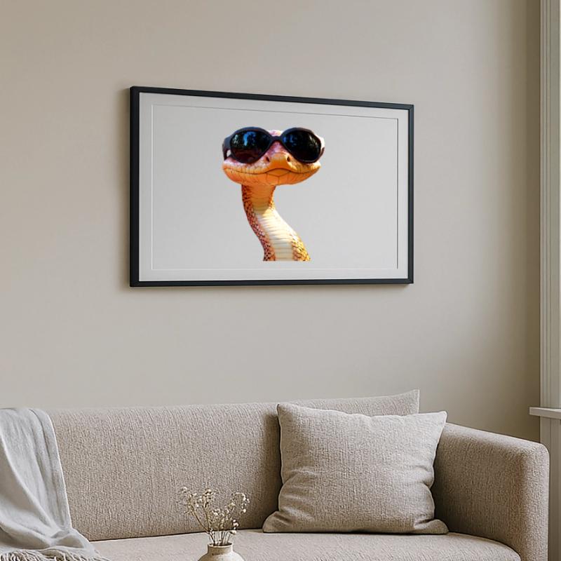 Schlange Python Kobra Mamba Klapperschlange Snake Gerahmtes Poster (69 × 49 cm)