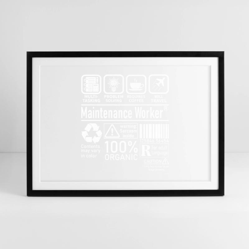 Maintenance Worker multi tasking problem solving Gerahmtes Poster (69 × 49 cm)