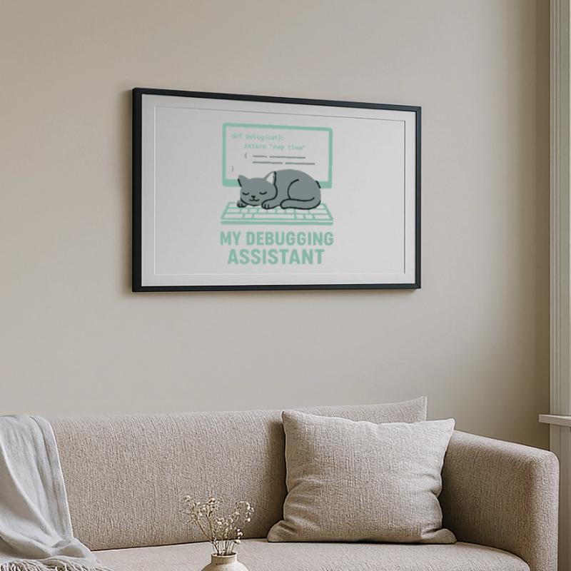 Mein Debugging Assistent Katze Gerahmtes Poster (69 × 49 cm)