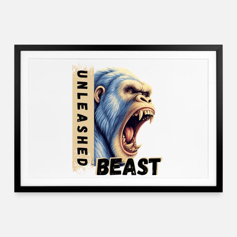 Gorrila UNLEASHED - Gym - Gerahmtes Poster (69 × 49 cm) - Schwarz