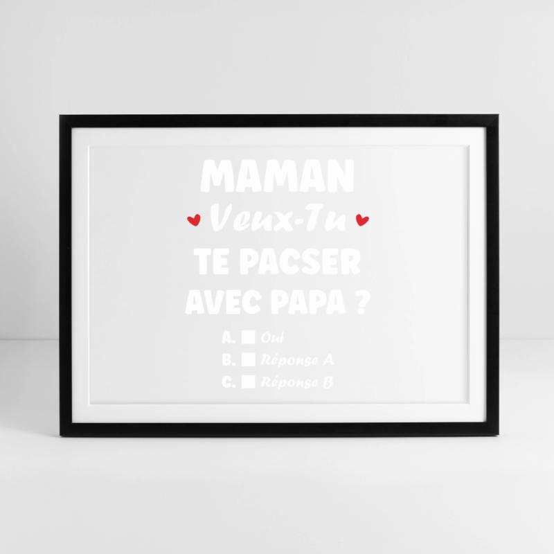 Mama, willst du eine eingetragene Lebenspartnerschaft mit Papa eingehen? Gerahmtes Poster (69 × 49 cm)