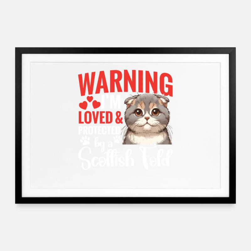 Chatons passionnés de Fold Lover écossais Chats Animaux de compagnie - Affiche encadrée (69 × 49 cm) - noir