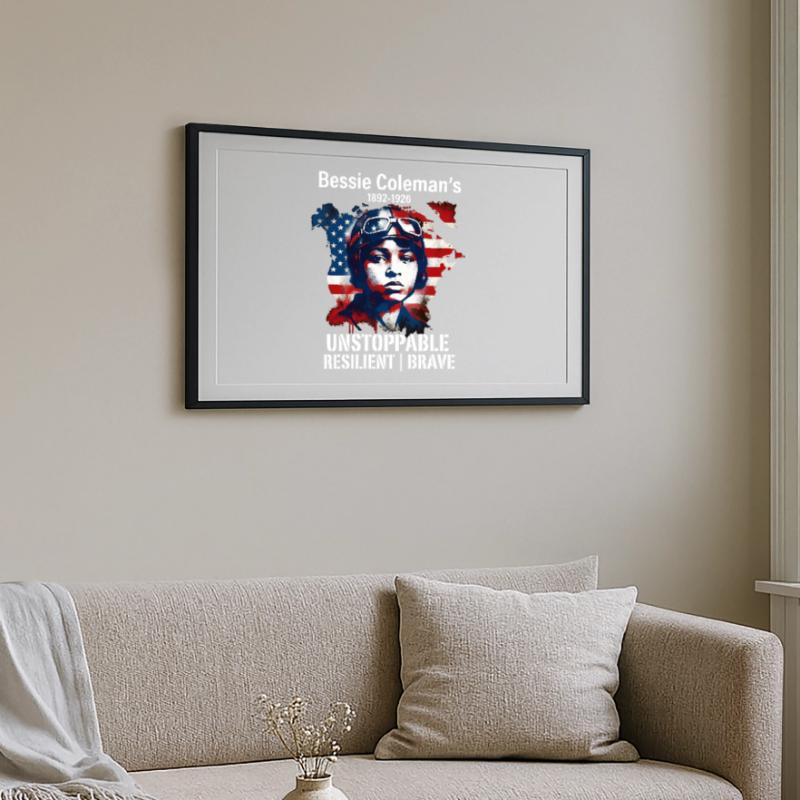 Bessie Coleman Mutig Luftfahrtpionierin Gerahmtes Poster (69 × 49 cm)