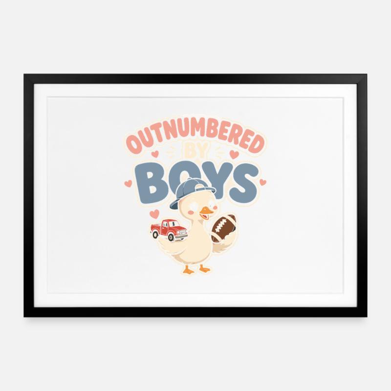 Outnumbered by Boys Duck - Gerahmtes Poster (69 × 49 cm) - Schwarz