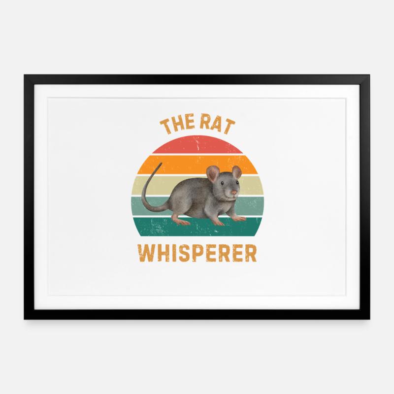 Le Chuchoteur de Rats : Cadeau amusant pour le propriétaire de rats - Affiche encadrée (69 × 49 cm) - noir