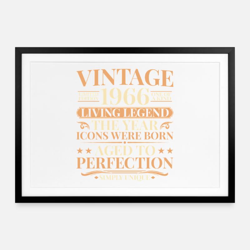 Living Legend 1966 – 60e anniversaire Rétro - Affiche encadrée (69 × 49 cm) - noir
