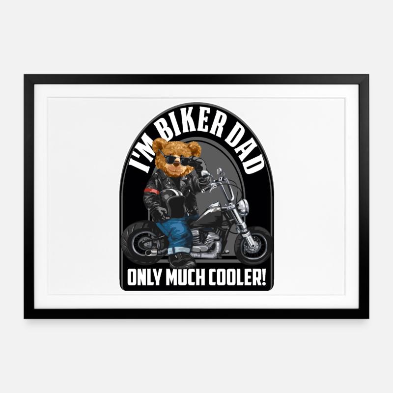 Me Biker Dad Much Cooler Father's Day - Framed poster (69 × 49 cm) - black