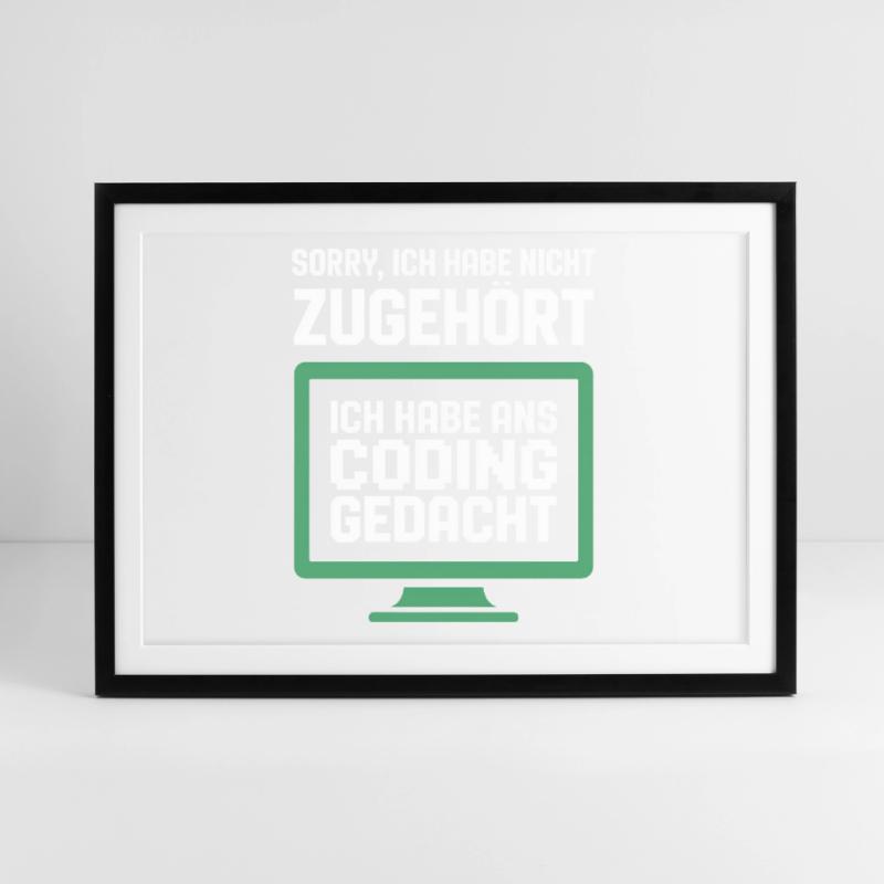 Coding Gedanke am Bildschirm Gerahmtes Poster (69 × 49 cm)