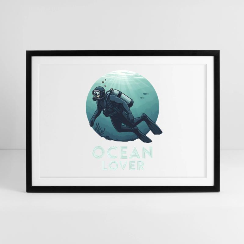 Ocean Lover Diver Framed poster (69 × 49 cm)