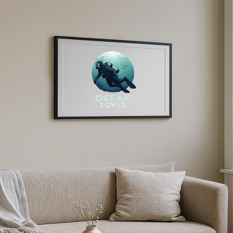 Ocean Lover Diver Framed poster (69 × 49 cm)