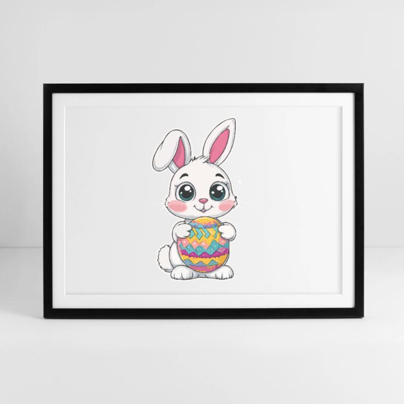 Bunny cute cute Easter bunny Easter rabbit Framed poster (69 × 49 cm)
