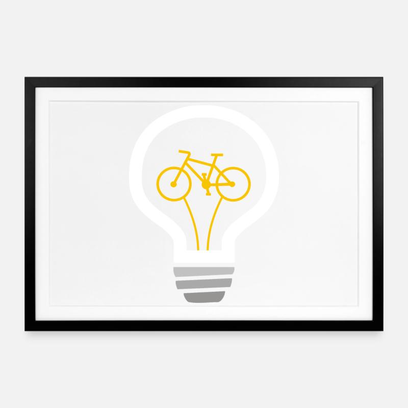 Cykel i Bombilla: Grøn idé - Indrammet plakat (69 × 49 cm) - sort
