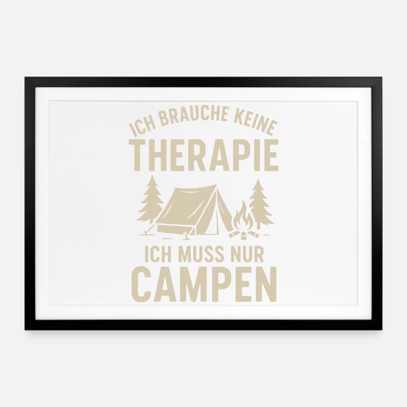 I don't need therapy camping - Framed poster (69 × 49 cm) - black
