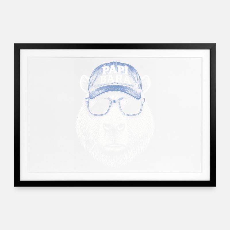 Papi Bara Bear with Sunglasses - Framed poster (69 × 49 cm) - black