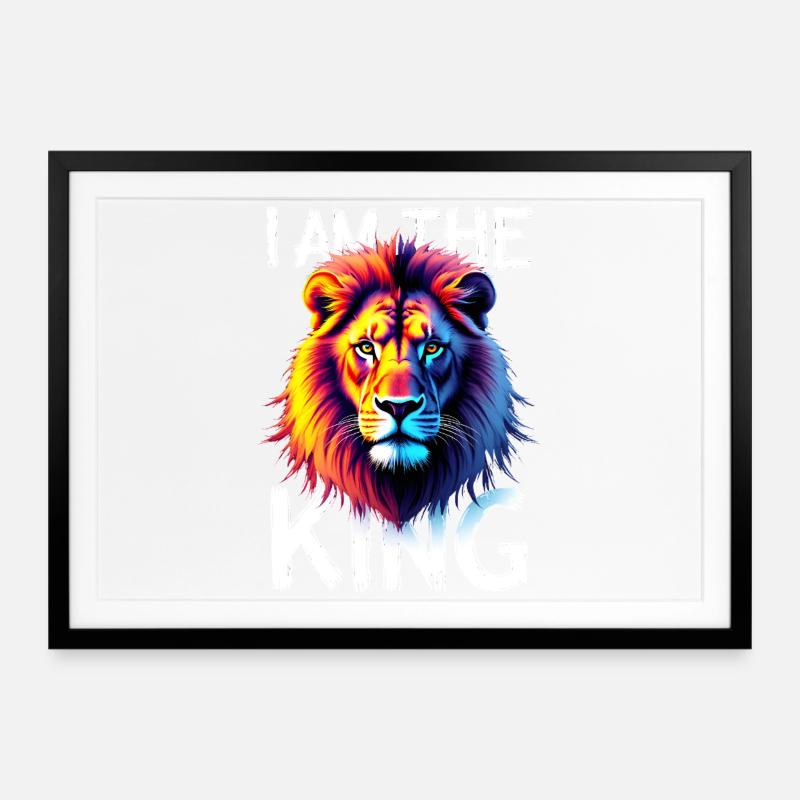 I am the King Löwe - Gerahmtes Poster (69 × 49 cm) - Schwarz