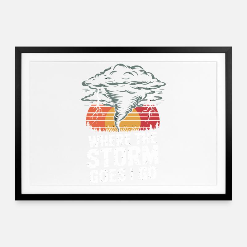 Sunset Storm Path - Framed poster (69 × 49 cm) - black
