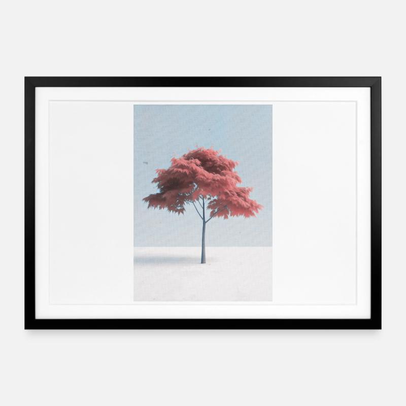 Art minimal de l’érable japonais - Affiche encadrée (69 × 49 cm) - noir