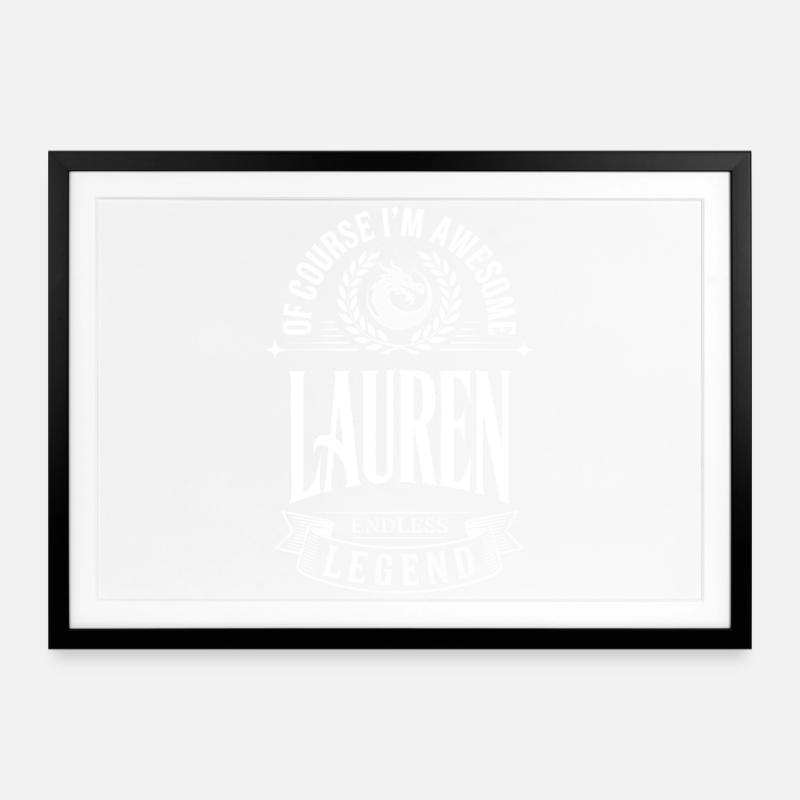 Lauren Name - The Endless Legend & Awesome Style - Framed poster (69 × 49 cm) - black