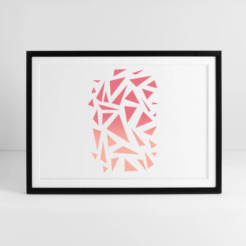Triangle Pattern - Pink Gradient Framed poster (69 × 49 cm)