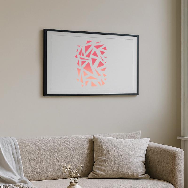 Triangle Pattern - Pink Gradient Framed poster (69 × 49 cm)