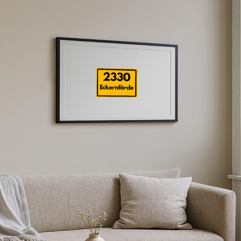 OLD POSTCODE POSTCODE RETRO 2330 ECKERNFÖRDE FJORD Framed poster (69 × 49 cm)