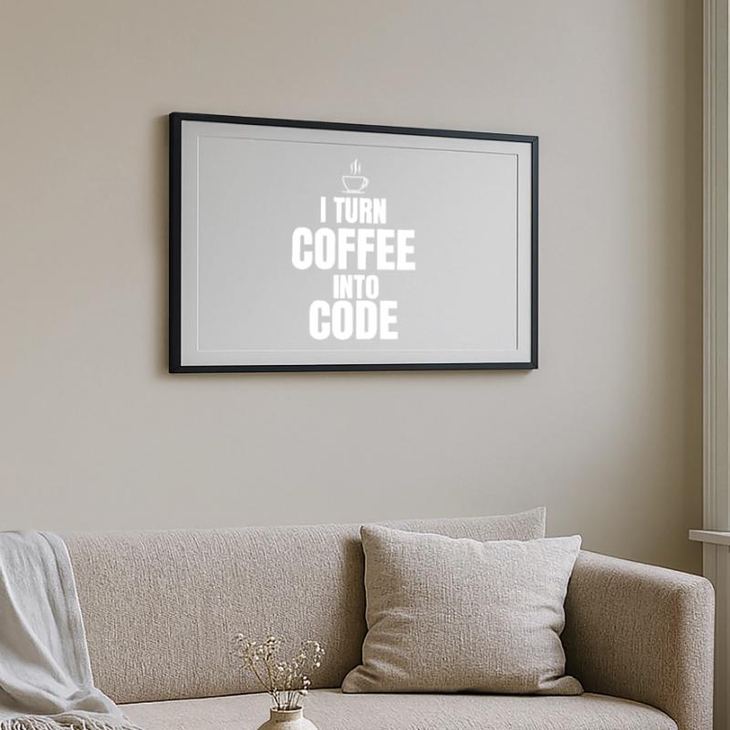 Je transforme le café en code Affiche encadrée (69 × 49 cm)
