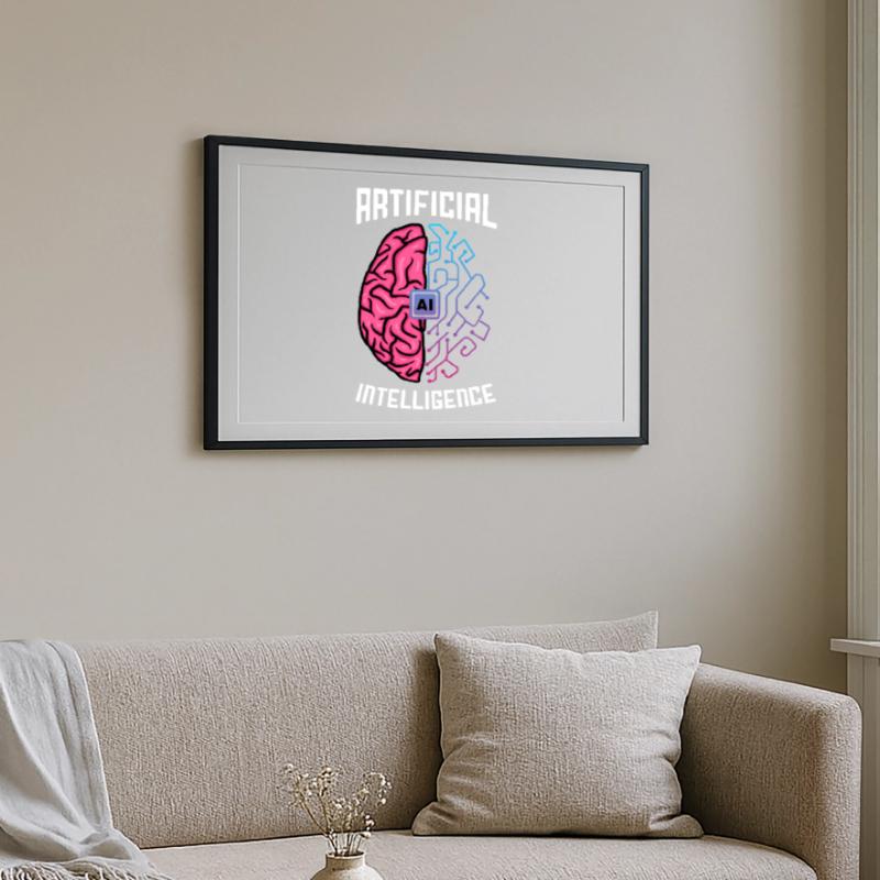 Artificial Intelligence Brain Tech Design Gerahmtes Poster (69 × 49 cm)
