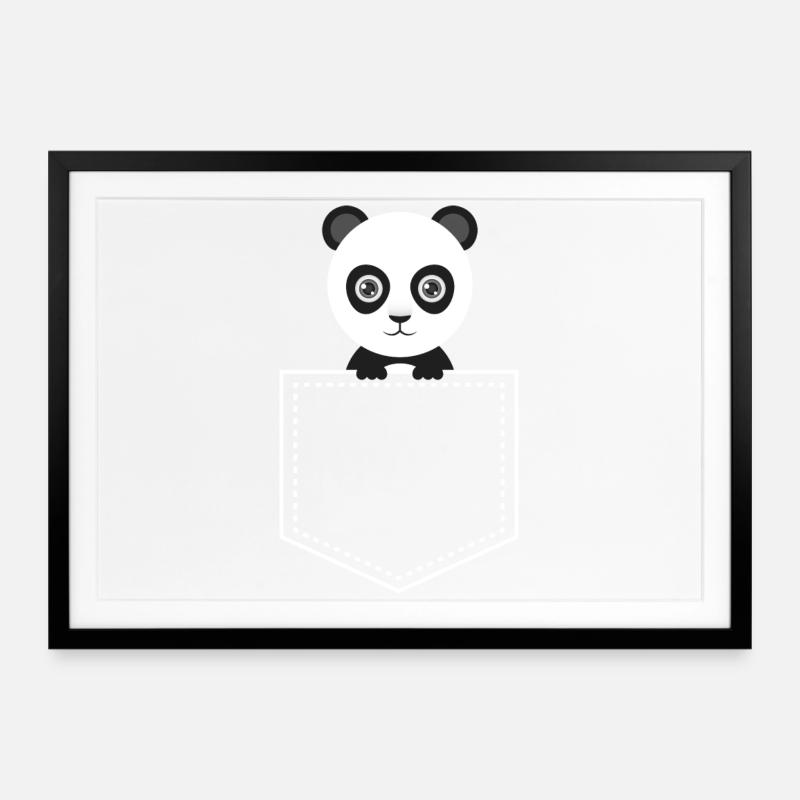 Pocket Panda - Panda Panda - Framed poster (69 × 49 cm) - black