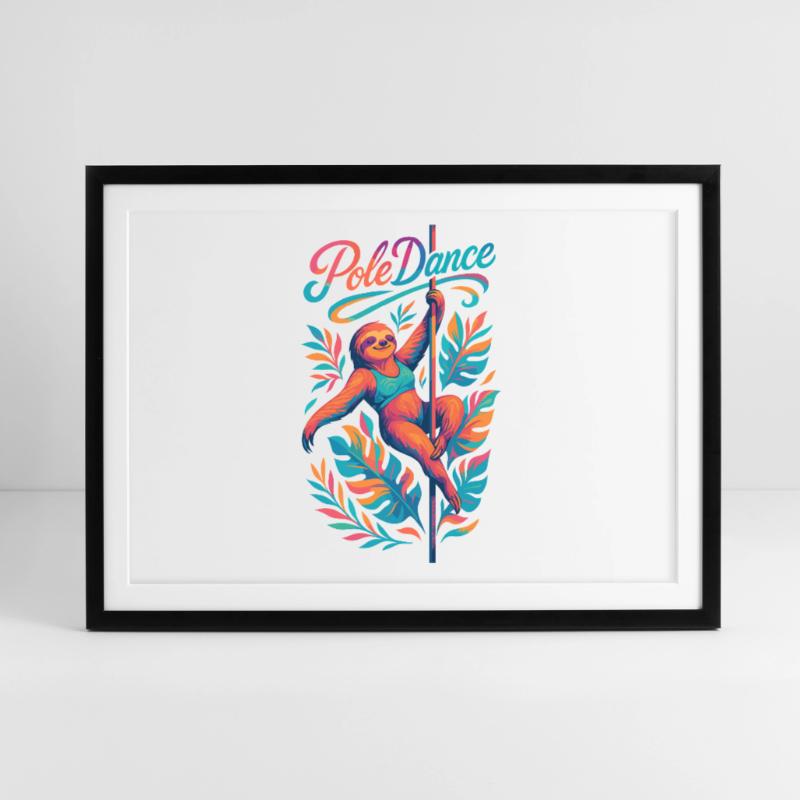 Pole Dance Sloth Pole Dancer Funny Gift Framed poster (69 × 49 cm)