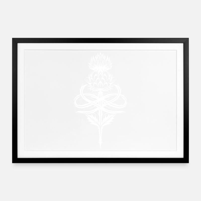 Thistle Tribal with Infinity Symbol - Framed poster (69 × 49 cm) - black