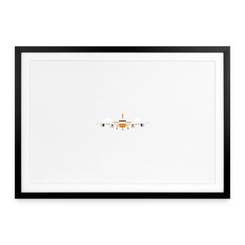 Motif minimaliste d’avion de passagers - Affiche encadrée (69 × 49 cm) - noir - Devant