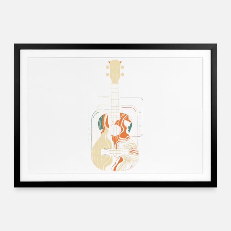 Graphiques Ukulele - Affiche encadrée (69 × 49 cm) - noir