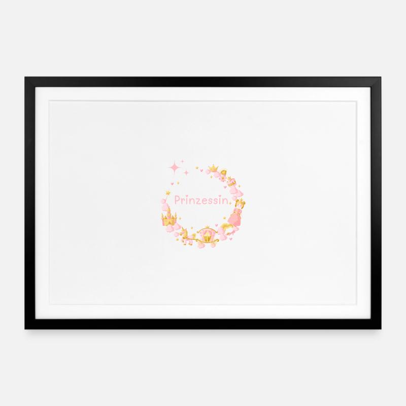 Prinzessin - Die hübsche Prinzessin mit Krone Pink - Gerahmtes Poster (69 × 49 cm) - Schwarz