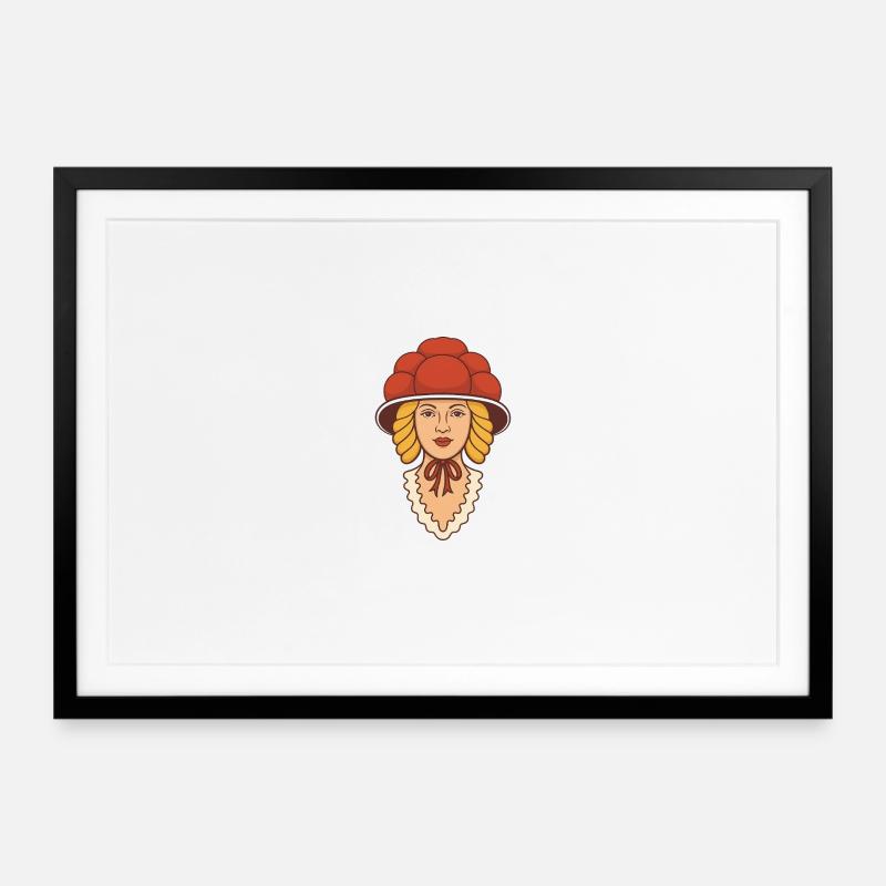 Bollenhut Fille - Affiche encadrée (69 × 49 cm) - noir