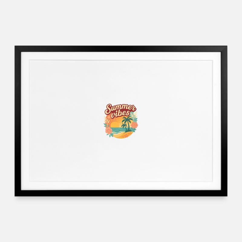 Summer Vibes,Sommershirt - Gerahmtes Poster (69 × 49 cm) - Schwarz