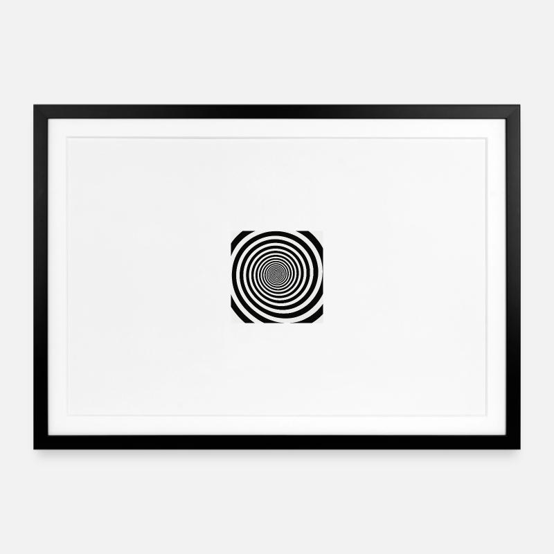 Hypnotische schwarz-weiße Spirale - Gerahmtes Poster (69 × 49 cm) - Schwarz