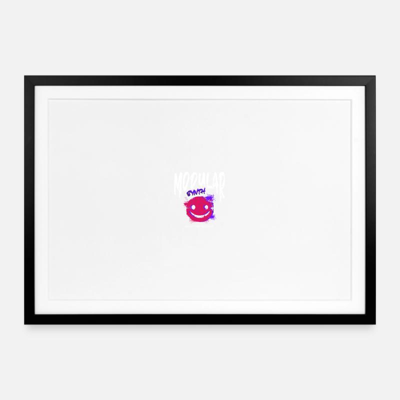 Synthétiseur modulaire Forme d’onde de synthétiseur - Affiche encadrée (69 × 49 cm) - noir