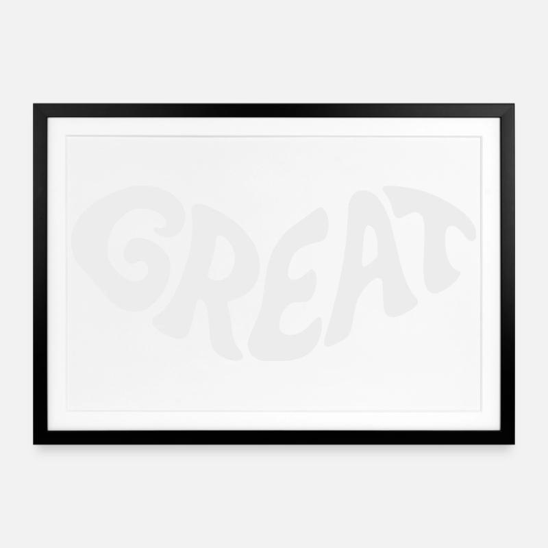 Great, Großartig Bubbel-Wortdesign - Gerahmtes Poster (69 × 49 cm) - Schwarz