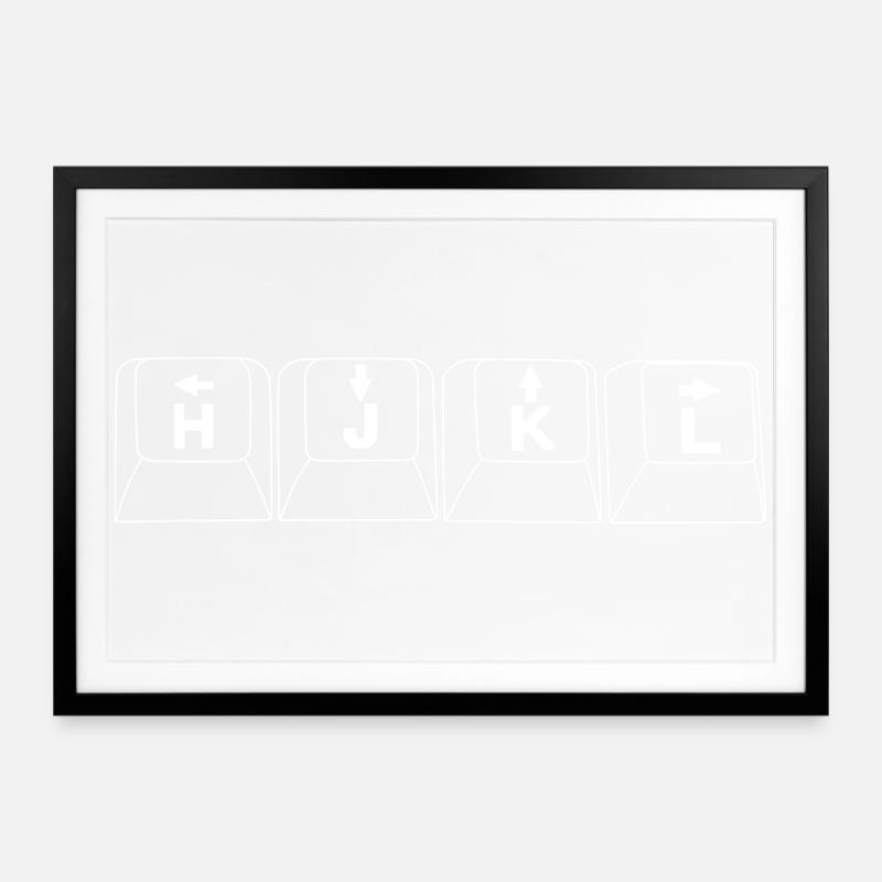 Clés VIM HJKL - Affiche encadrée (69 × 49 cm) - noir