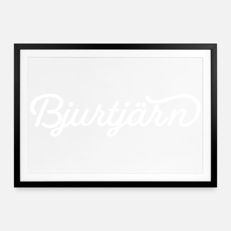 Bjurtjärn blanc - Affiche encadrée (69 × 49 cm) - noir
