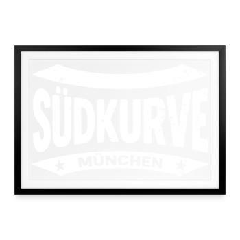 München Südkurve Hoodie – Stolz aus der Kurve - Gerahmtes Poster (69 × 49 cm) - Schwarz - Vorne