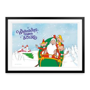 Weihnachtsmann & Co. KG – Magische Schlittenfahrt - Gerahmtes Poster (69 × 49 cm) - Schwarz - Vorne