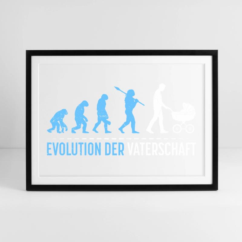Werdender Vater EVOLUTION DER VATERSCHAFT Lustig Gerahmtes Poster (69 × 49 cm)